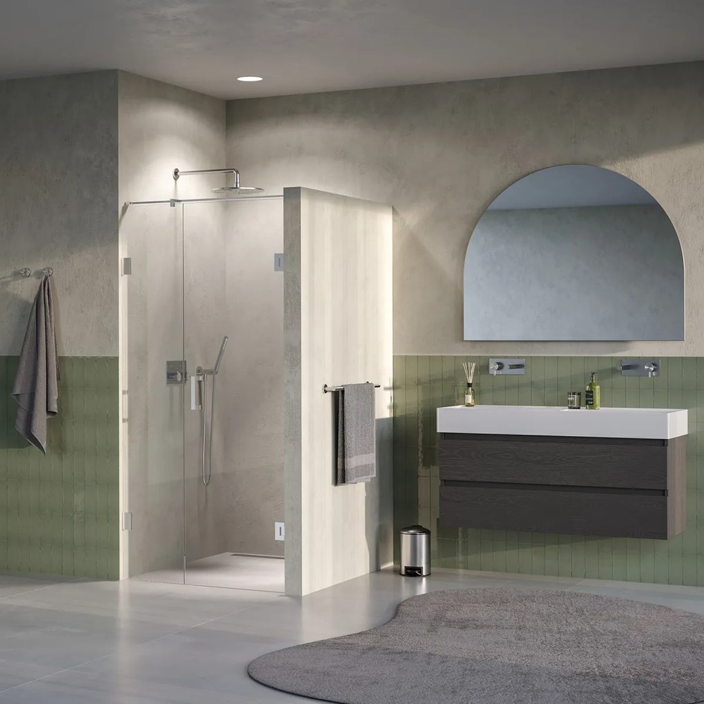 Brauer Void profielloze nisdeur 90cm met draaideur 60cm aan muur RVS geborsteld PVD