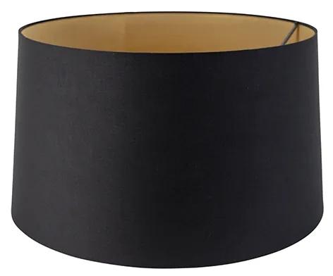 Katoenen lampenkap zwart 45/50/28 met gouden binnenkant Modern rond