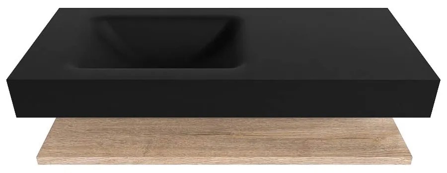 Zaro Alan badmeubel 110cm met planchet washed oak en vrijhangende wastafel cloud links zonder kraangat urban