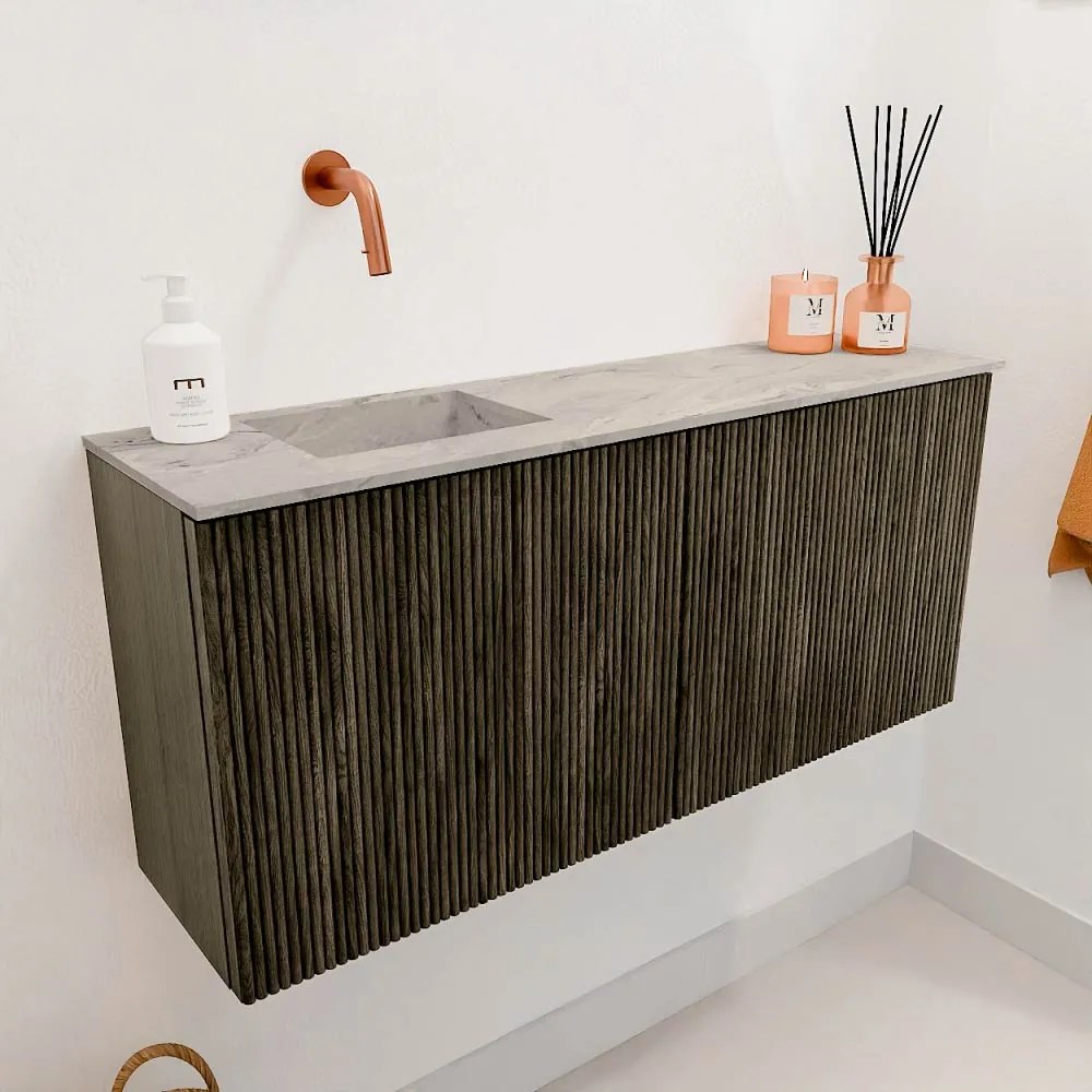Mondiaz Joya DLux 90cm toiletmeubel shadow met wastafel faye links zonder kraangat glace