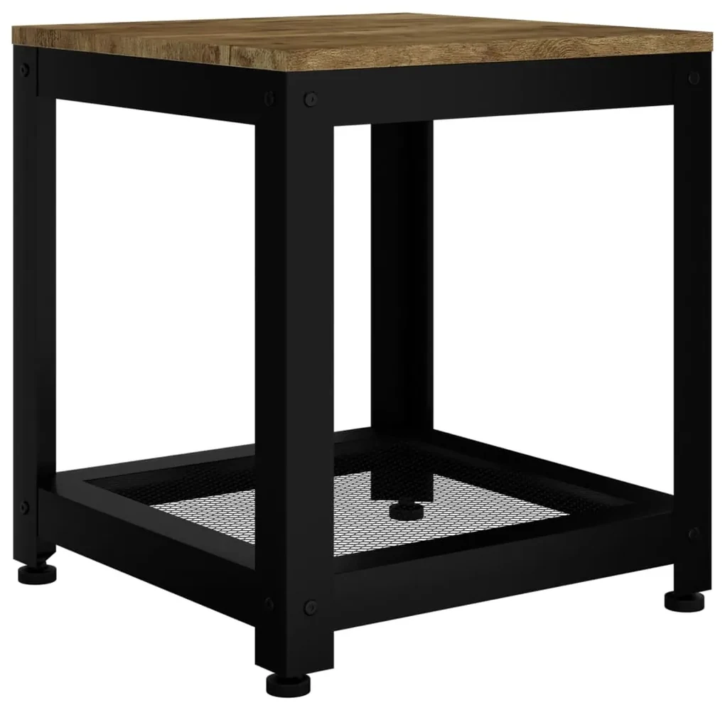 vidaXL Bijzettafel 40x40x45 cm MDF en ijzer donkerbruin en zwart