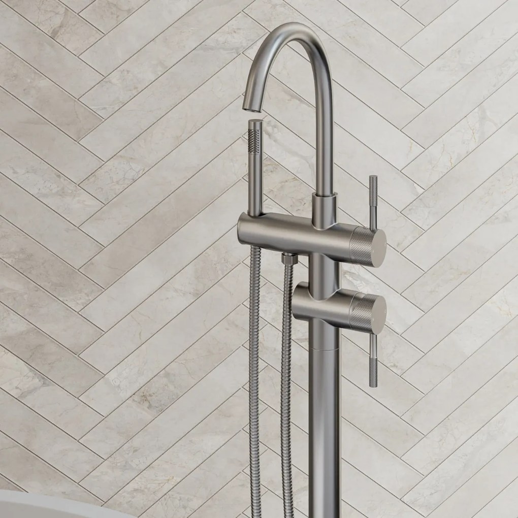 Saniclear Exclusive Curved vrijstaande badkraan RVS