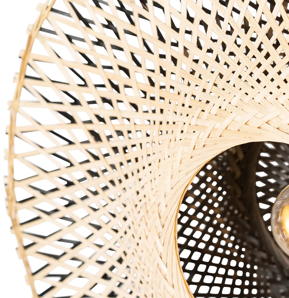 Smart wandlamp met dimmer bamboe 50 cm met stekker incl. Wifi A60 - RinaOosters E27 rond Binnenverlichting Lamp