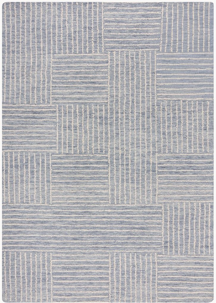 Handgetuft hoog-laag wollen vloerkleed Abstract Check