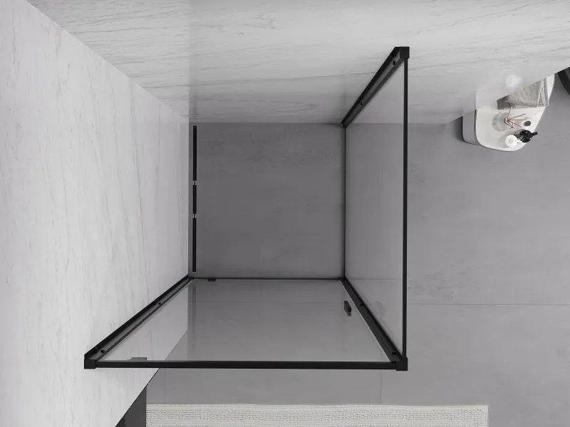 Mexen Exo scharnierende douchecabine 100 x 100 cm, transparant, zwart - 8181-100-100-70-00
