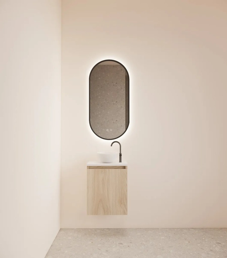 Gliss Design Echo toiletmeubel 40cm kastanje met toppaneel wit mat