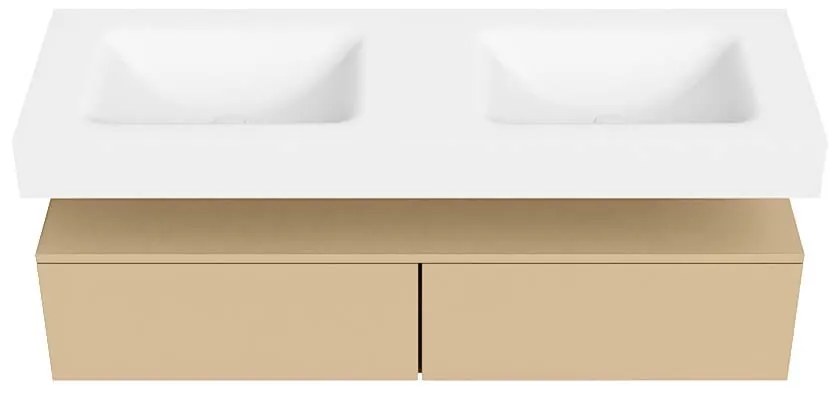 Zaro Alan badmeubel 140cm sand 2 lades met vrijhangende wastafel cloud dubbel 2 kraangaten talc