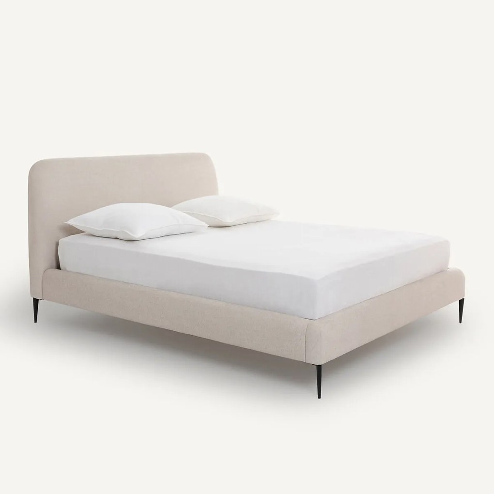 Bed met lattenbodem, in structuurstof, ontwerp Emmanuel Gallina, OSCAR