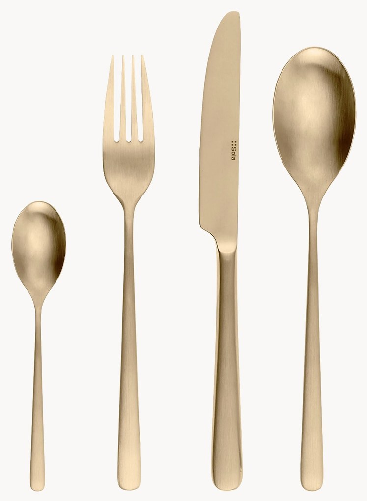 Mat geborstelde bestekset Anemone, 4 personen (set van 16)