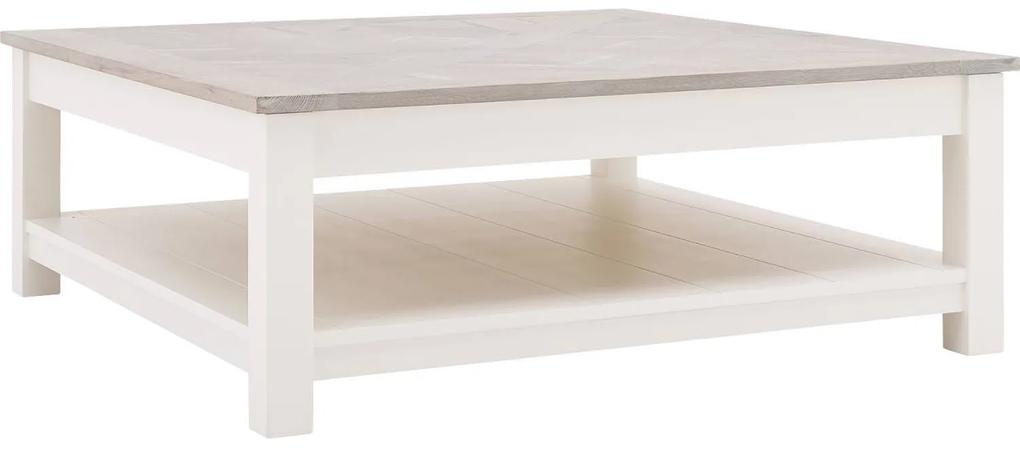 Goossens Salontafel Velante vierkant, hout eiken blank, stijlvol landelijk, 110 x 40 x 110 cm