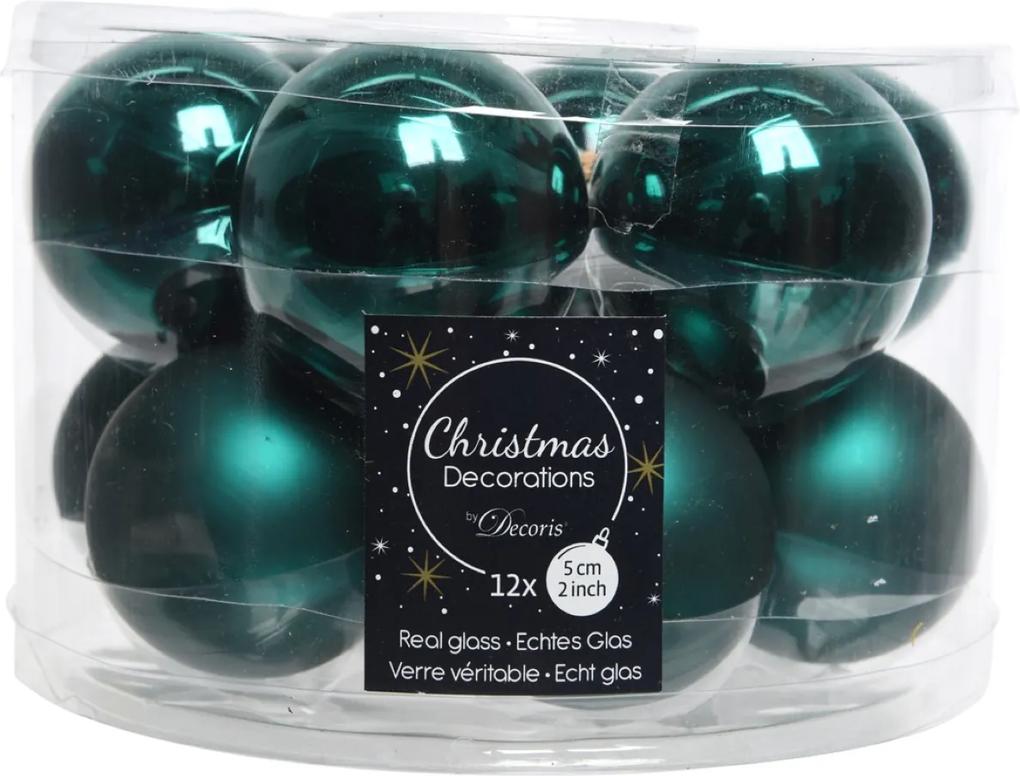 Kerstbal glas glans-mat dia5cm smaragd