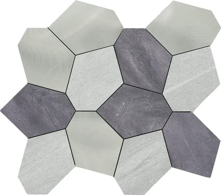 Zelfklevende Mozaïektegels Metaal | Polygoon Grijs | 30×26,2 cm | Keuken, Bad & WC