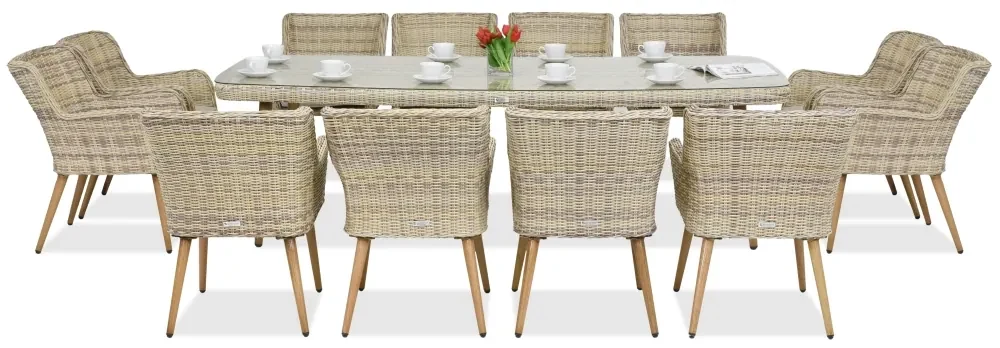 Exclusieve dining tuinset met grote tafel Córdoba voor 12 personen Garden Point zandkleur