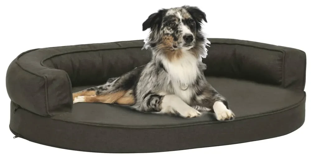 vidaXL Hondenbed ergonomisch linnen-look 90x42 cm donkergrijs