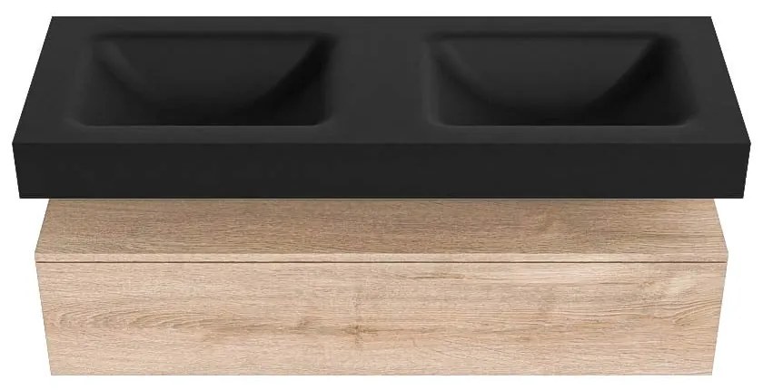 Zaro Alan badmeubel 130cm washed oak 1 lade met vrijhangende wastafel cloud dubbel 2 kraangaten urban