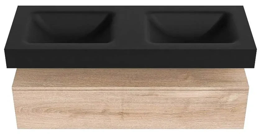 Zaro Alan badmeubel 130cm washed oak 1 lade met vrijhangende wastafel cloud dubbel 2 kraangaten urban