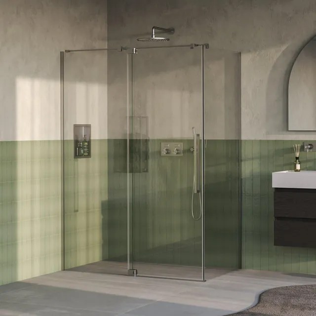 BRAUER Stellar Douchecabine - 140x80x200cm - draaideur - glascoating - omkeerbaar - helder glas - Geborsteld RVS PVD GS-SRC1H14080200NG