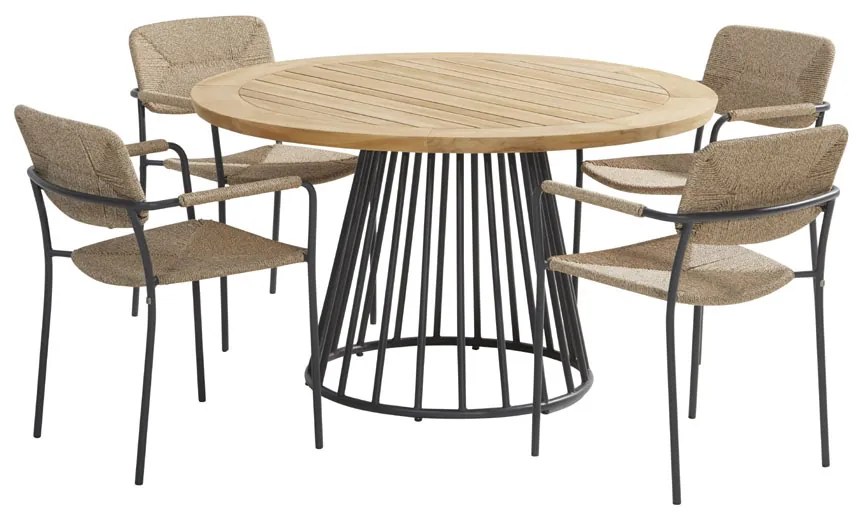 4 Seasons Outdoor Bora tuinset antraciet met Ambassador tafel  Tuinset    houtkleur weerbestendig