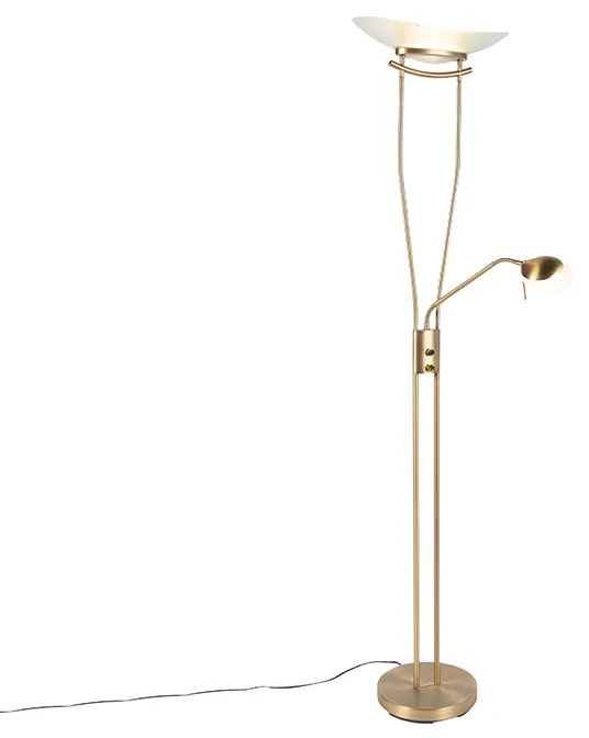 Moderne vloerlamp brons incl. LED en dimmer - Lexus