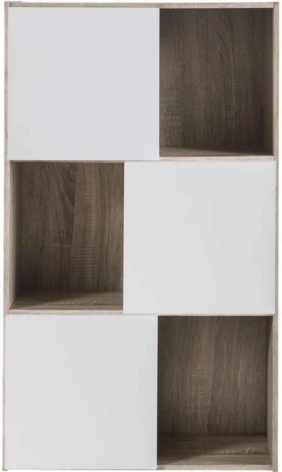 Demeyere boekenkast Polsi - wit/eikenkleur - 106,3x62x30,9 cm - Leen Bakker