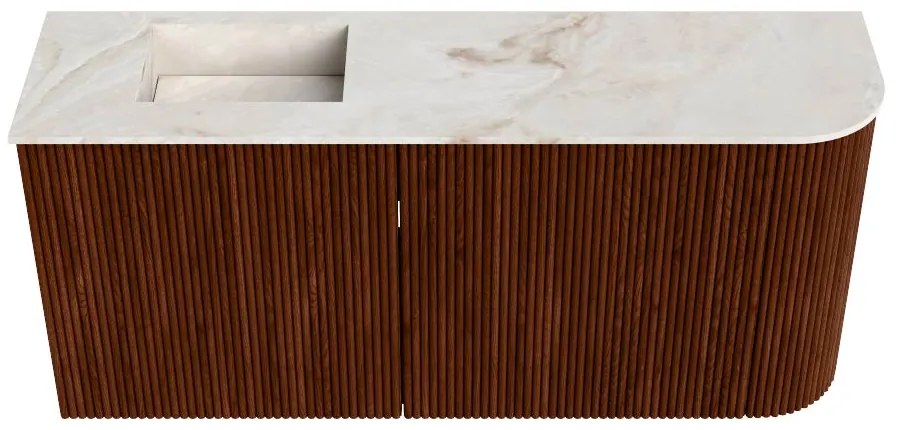 Mondiaz Joya DLux 90cm toiletmeubel ronding rechts ruby met wastafel faye links zonder kraangat frappe