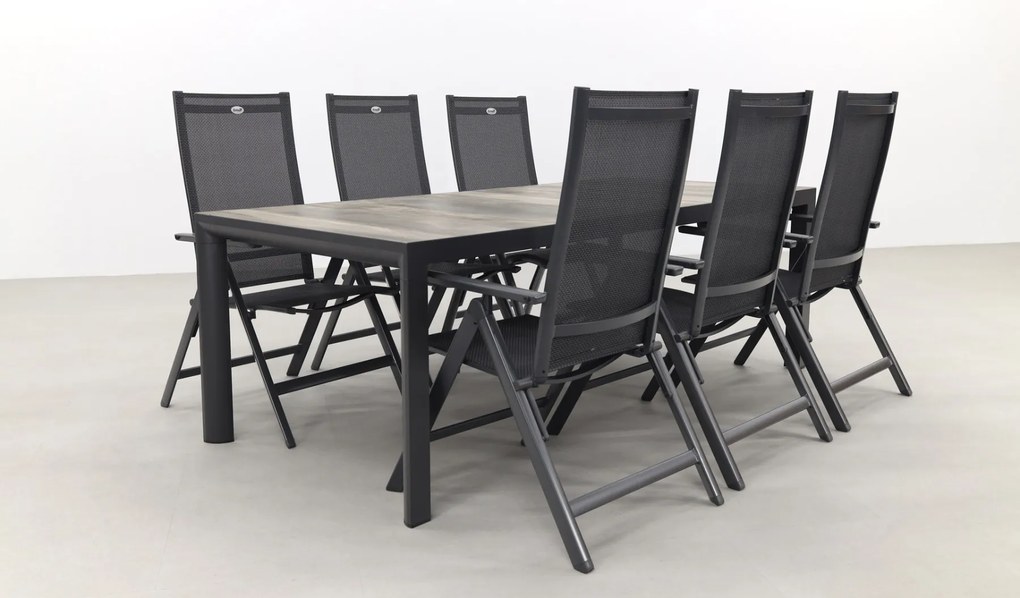 Hartman Napoli/Kings verstelbare tuinset antraciet - 220x100 cm. - Keramiek tafelblad