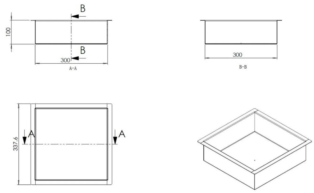 Mueller inbouwnis 30x30x10cm zwart chroom