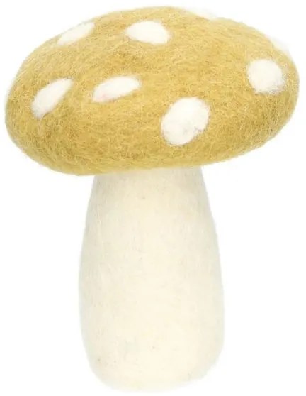 Paddenstoel, staand, vilt, geel, ca.12 cm