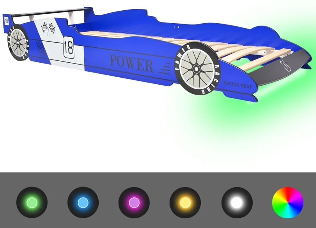 vidaXL Kinderbed raceauto met LED-verlichting blauw 90x200 cm