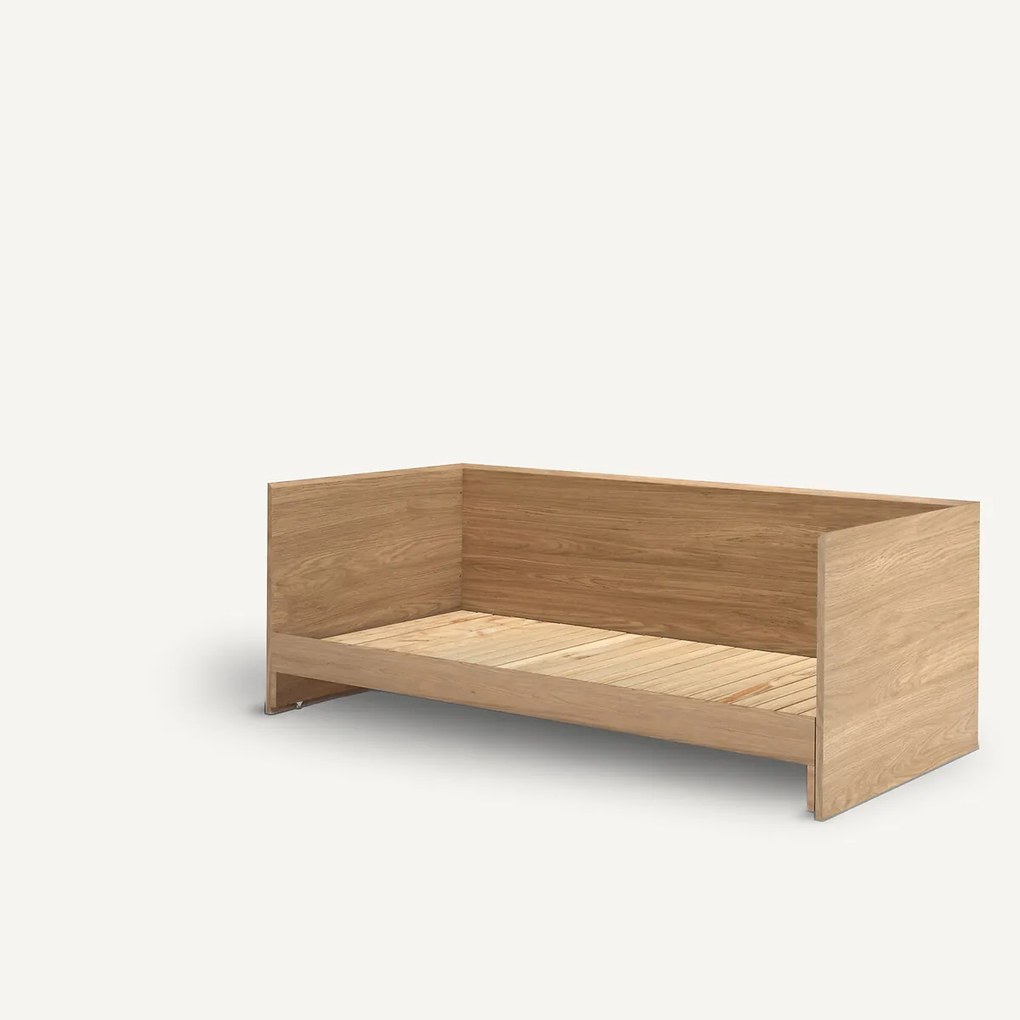 Uitschuifba bankbed in eikenfineer, Working