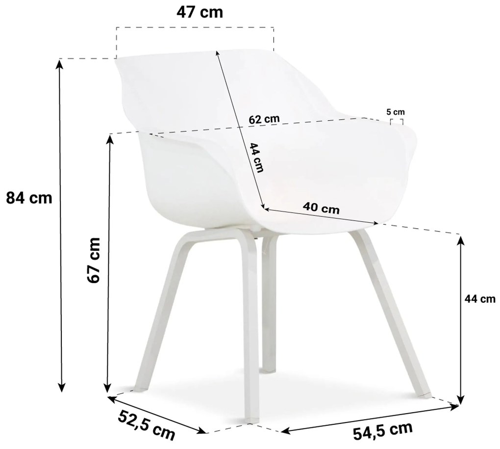 Tuinset 4 personen 180 cm Kunststof Wit Hartman Sophie