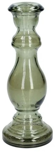 Kandelaar, gerecycled glas, groen, H20 x Ø7,5 cm