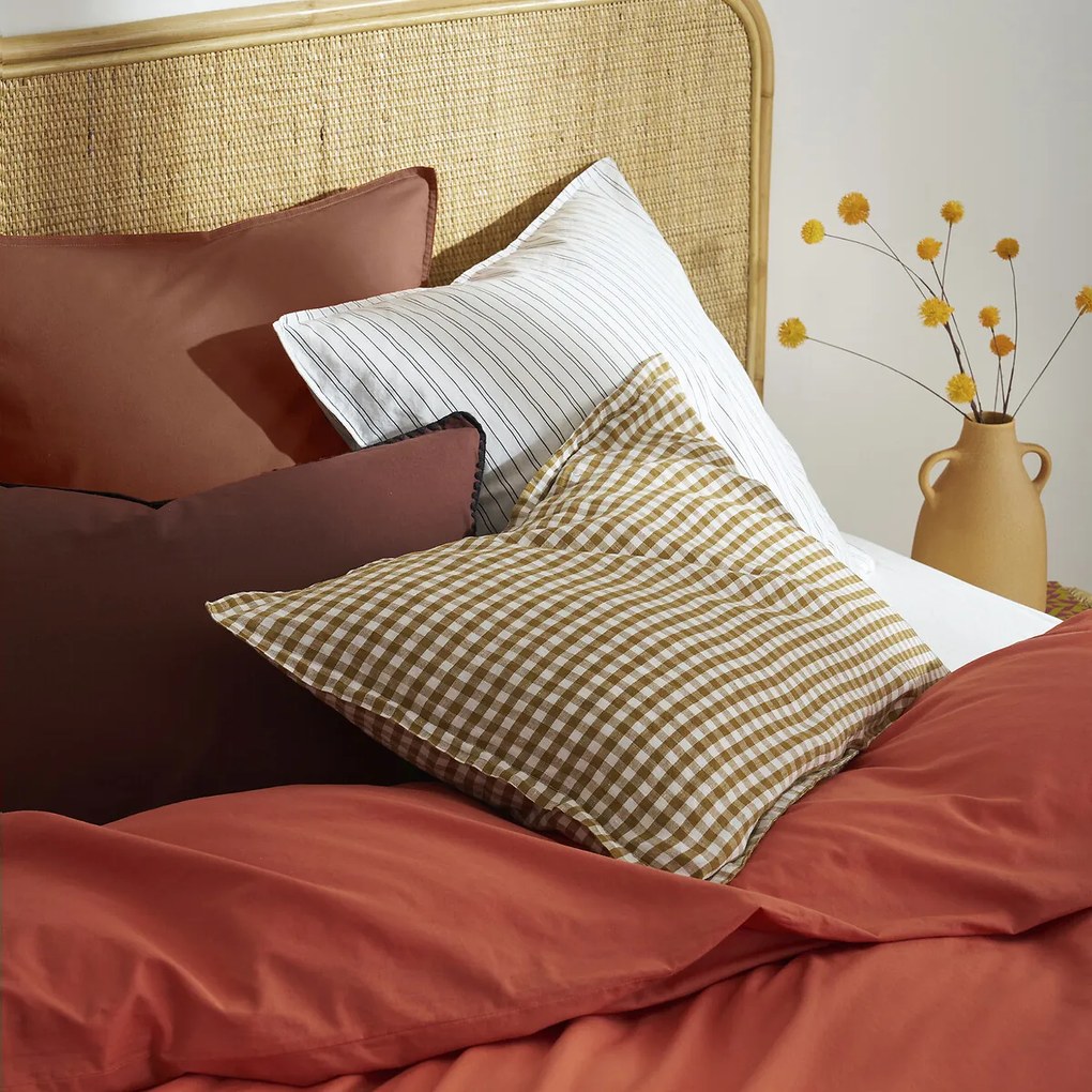 Kussensloop in gewassen linnen, Acélie Bronskleur