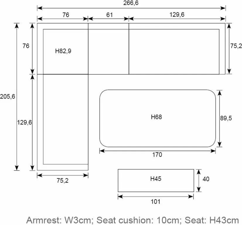 Garden Impressions Kalibo hoek lounge dining set 4-delig - donker grijs