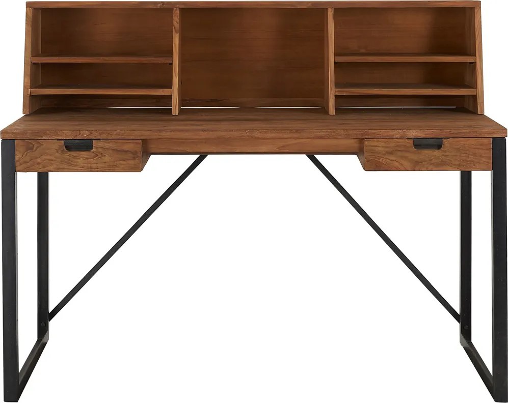 D-Bodhi Fendy Industrieel Bureau Van Teakhout 120 Cm Met  Opzetstuk - 120 X 70cm.