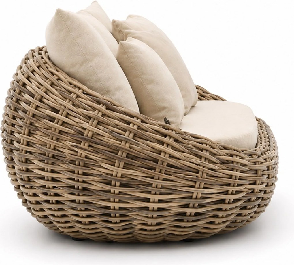 Stoel en Bank Loungeset 5 personen Wicker Taupe Apple Bee Cocoon/Monaco