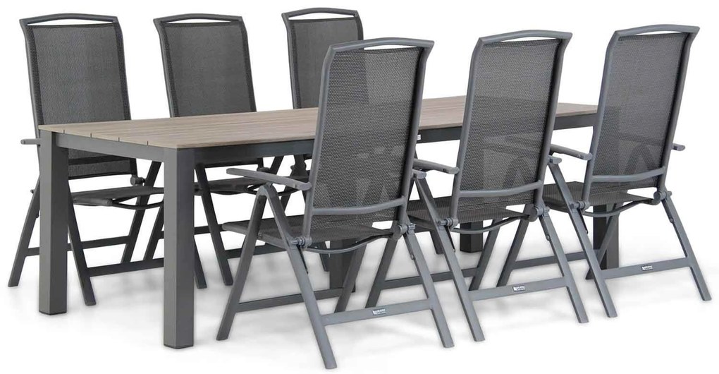 Tuinset 6 personen 240 cm Aluminium Grijs Lifestyle Garden Furniture Tirana/Valley