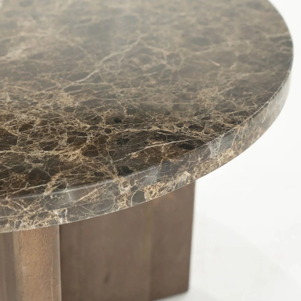 Ronde Salontafel Bruin Marmer 60 Cm - 60 X 60cm.