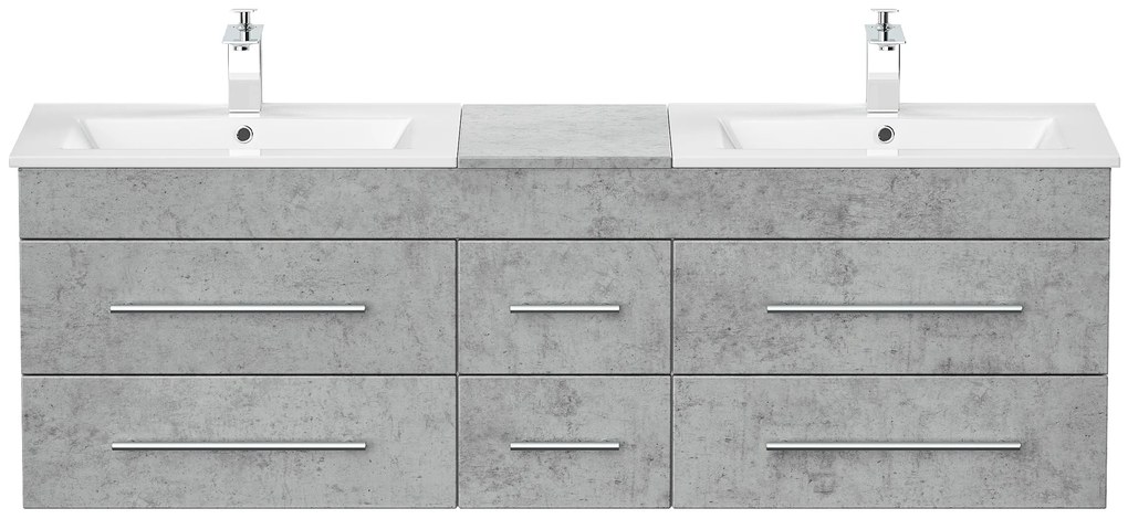 Saniclear Ophelia dubbel Badkamermeubel 150cm 2 kraangaten beton