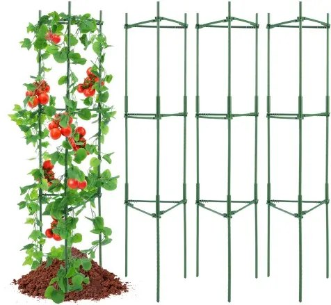 VEVOR 4-pack tomatenkooien voor de tuin, 160 cm tomatenrek voor plantensteunen, stapelbare hoge plantensteunkooi, voor verhoogde bedden, groenten, bloemen en klimplanten