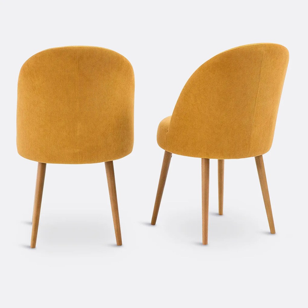 Set van 2 tafelfauteuils in geribd fluweel, Lenou