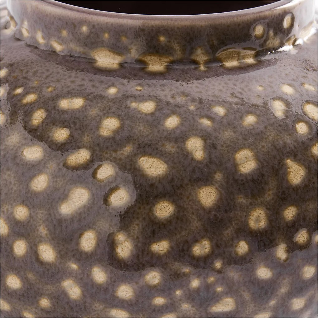 Ronde vaas van gestippeld geglazuurd keramiek, hoogte 12,5 cm, LECCIA