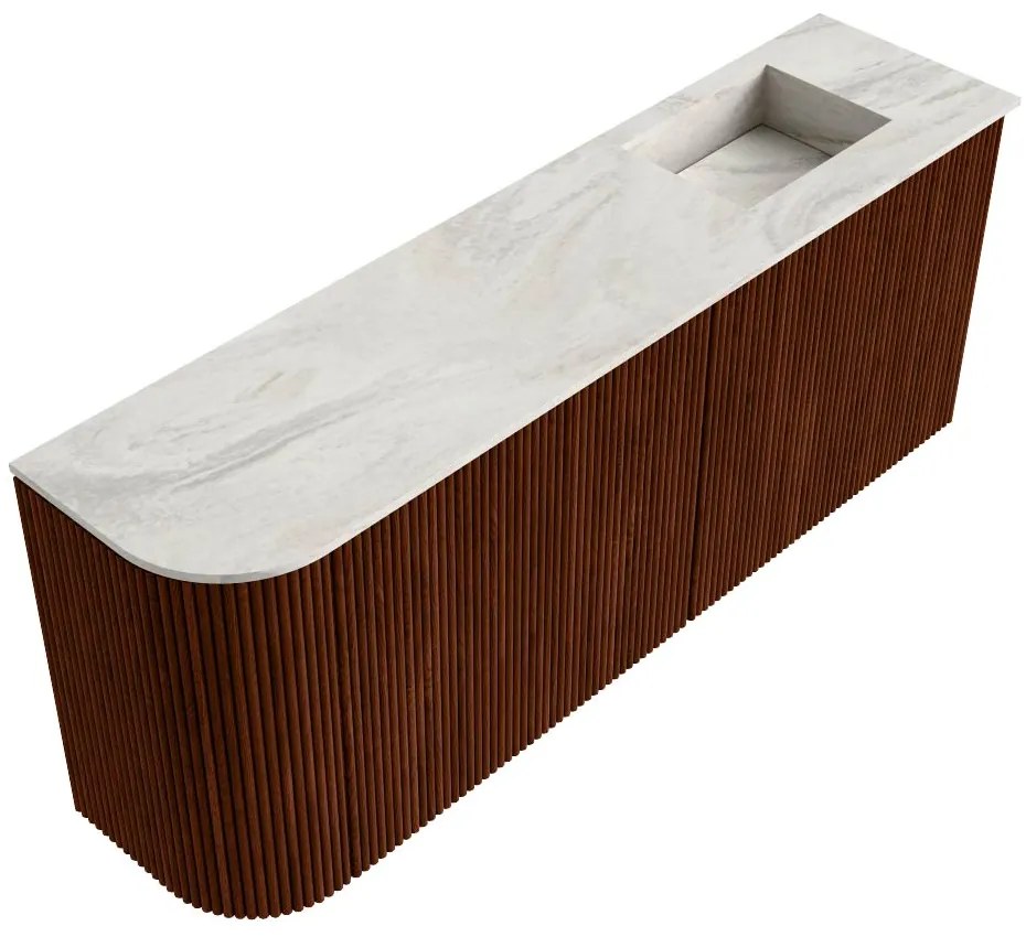 Mondiaz Joya DLux 100cm toiletmeubel ronding links ruby met wastafel faye rechts zonder kraangat ostra