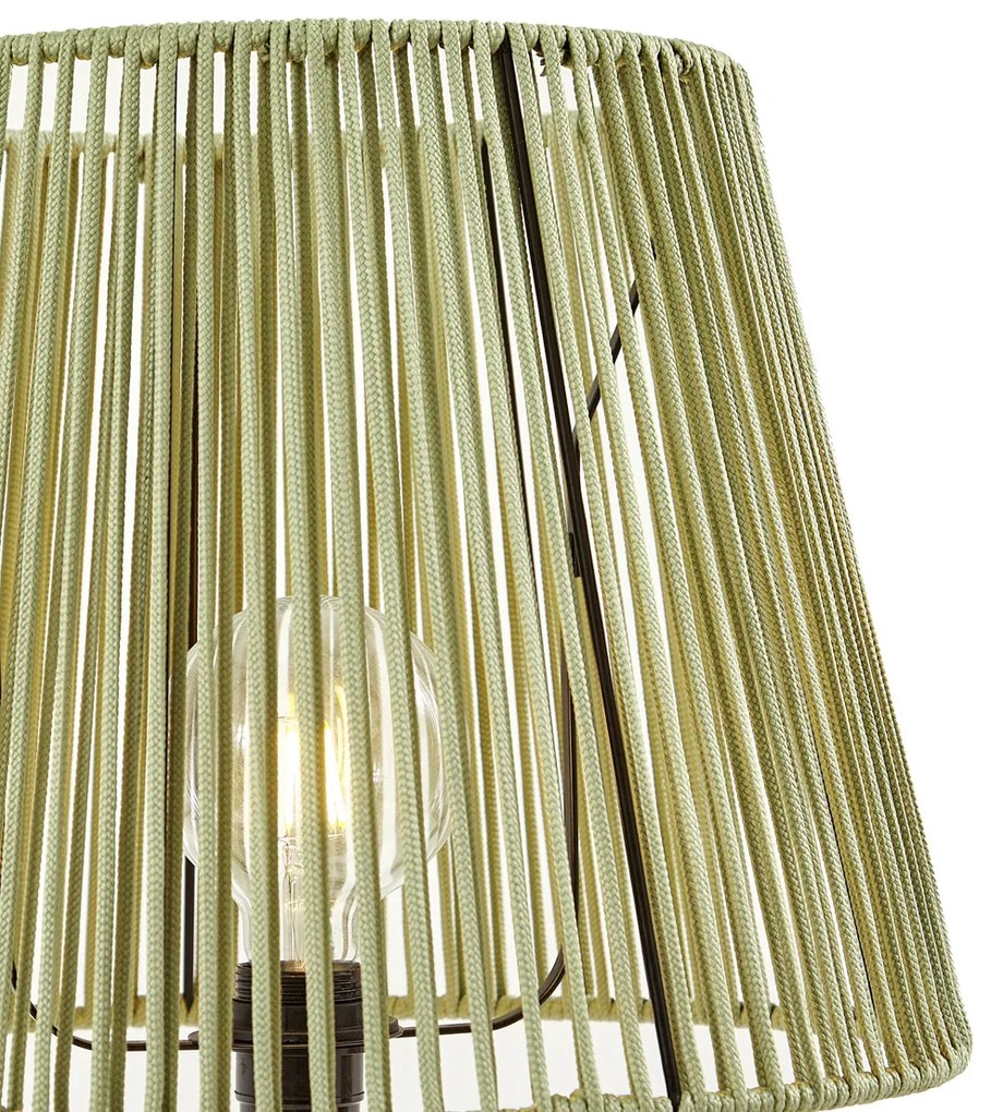 Buiten vloerlamp zwart met kap groen touw IP44 - Virginia JaylaJapandi E27 IP44 Buitenverlichting rond