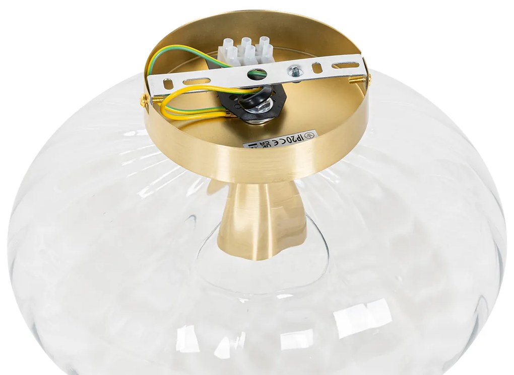 Art Deco plafondlamp goud met glas - Ayesha