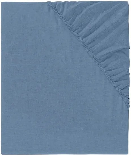 Chambray hoeslaken 140-160 x 200 Blauw