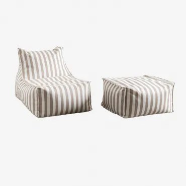 Fauteuil En Poefset In Sandel-stof Hazelnoot Bruin - Sklum