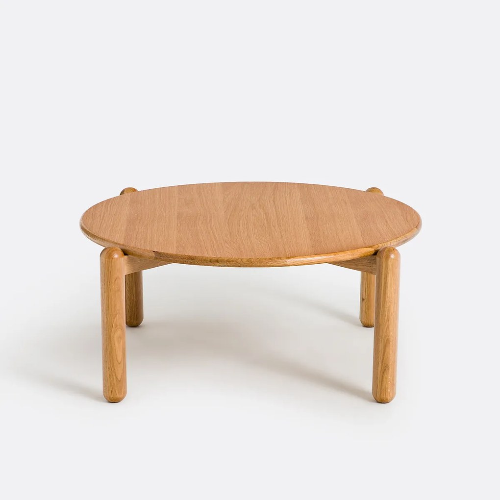 Ronde salontafel, massief eiken en eikenfineer, diameter 84 cm, COLOQUO