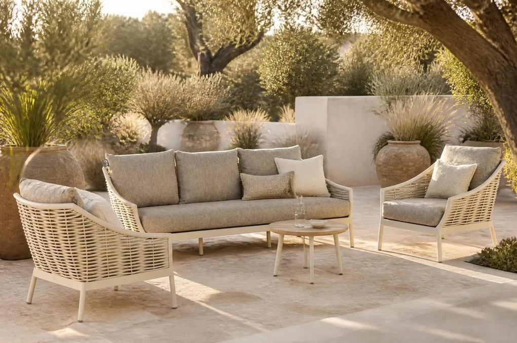 Stoel en Bank Loungeset 5 personen Aluminium/Wicker Taupe Apple Bee Milou/Montana