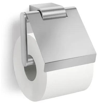 Zack Atore toiletrolhouder met klep 12.4x12.4x5.4cm RVS Mat 40415